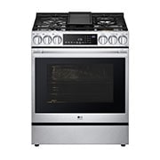 Vue latérale du LG Cuisinière au gaz encastrable de 6,3 pi³ avec les technologies InstaView🅫, ProBake Convection🅫 et Air Fry de LG STUDIO - LSGS6338F