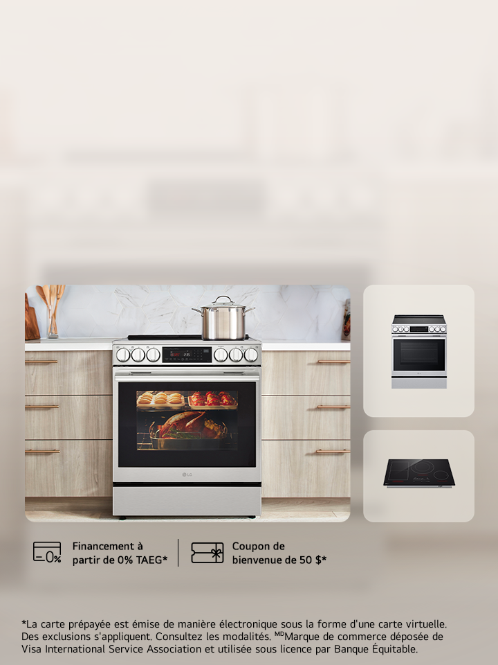 Recevez une carte VISA prépayée de 150 $ avec achat de cuisinières et tables de cuisson LG ENERGY STAR®