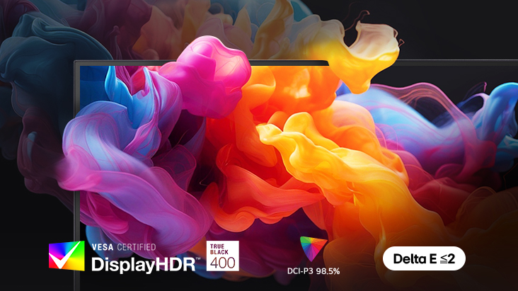 Détails réalistes du DisplayHDR™ True Black 400 et du DCI-P3 98,5 %.