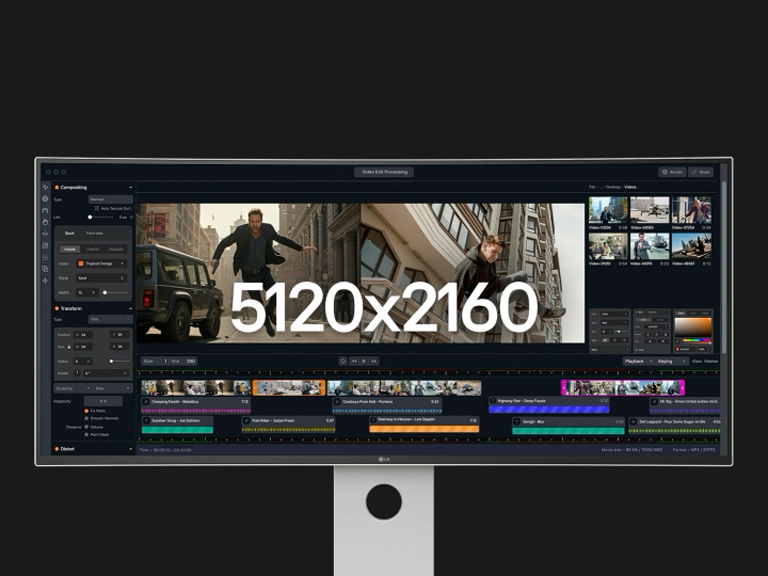 Un clip vidéo montre l’ampleur de l’écran 5K2K en le comparant à la taille d’un écran 4K UHD.