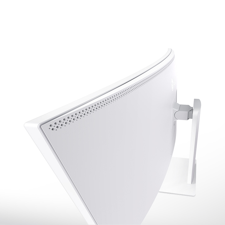 Vue latérale du moniteur UltraFine sur fond blanc.