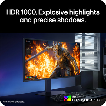 Front view of 27-inch UltraGear evo GM9, Hyper Mini LED Gaming Monitor with Dual Mode (5K 165Hz or QHD 330Hz) (27GM950B)