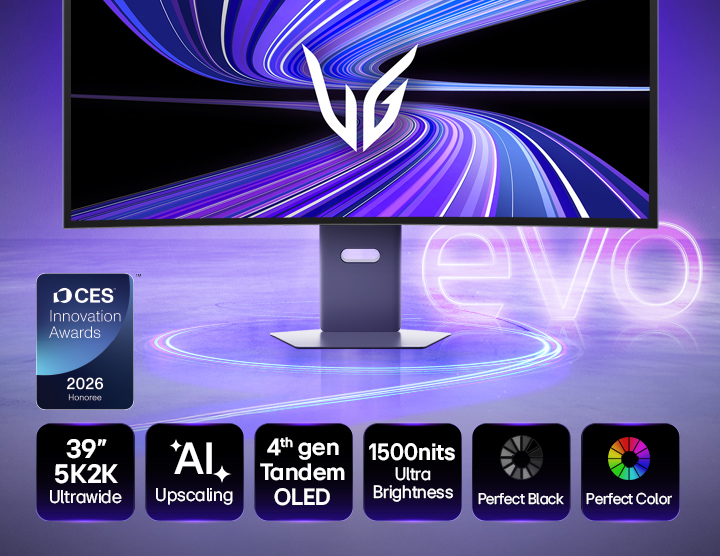 UltraGear evo OLED GX9 de 39 pouces, le premier moniteur de jeu 5K2K de 39 pouces au monde (39GX950B) avec mise à l’échelle par IA