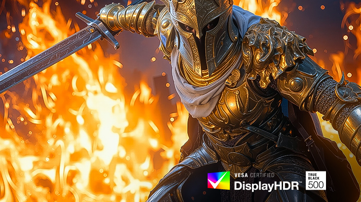 Le moniteur de jeu UltraGear (39GX950B) offre des hautes lumières vives et des scènes sombres détaillées avec DisplayHDR 500 et 99,5% de DCI-P3