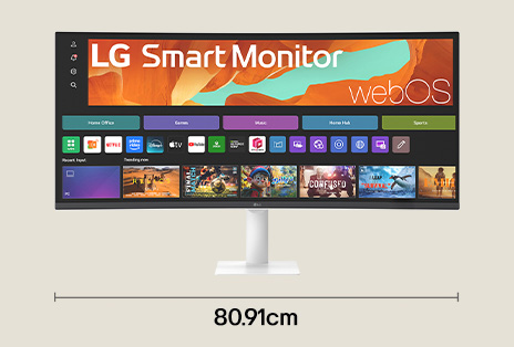Configuration avec un moniteur intelligent 32 po 4K UHD pour le divertissement, avec une largeur de bureau de 71,37 cm