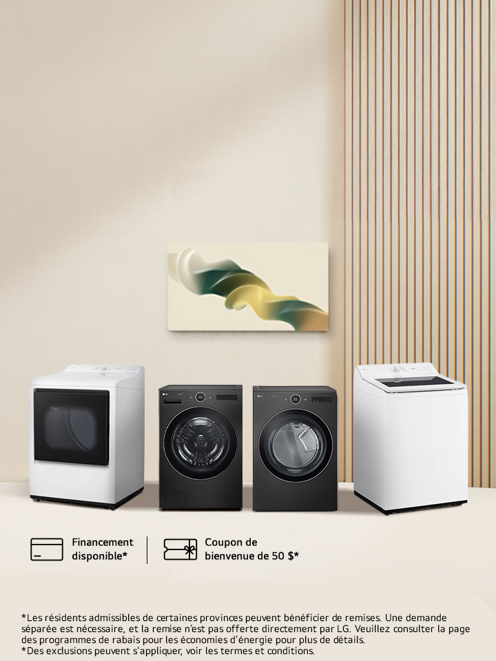 100 $ de rabais sur certains ensembles lessive. De plus, soyez admissible aux remises ENERGY STAR®.