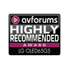 شعار جائزة AVForums Highly Recommended Award لـ LG OLED65G5.