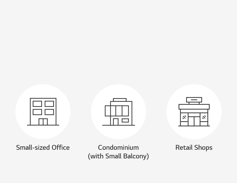 An image expressing the spaces where Multi V S can be installed as icons.