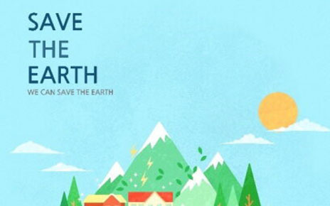 A poster with the slogan, "Save The Earth, We Can Save The Earth," to celebrate Earth Day.