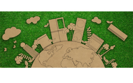 An illustration of LG home appliances placed on Earth