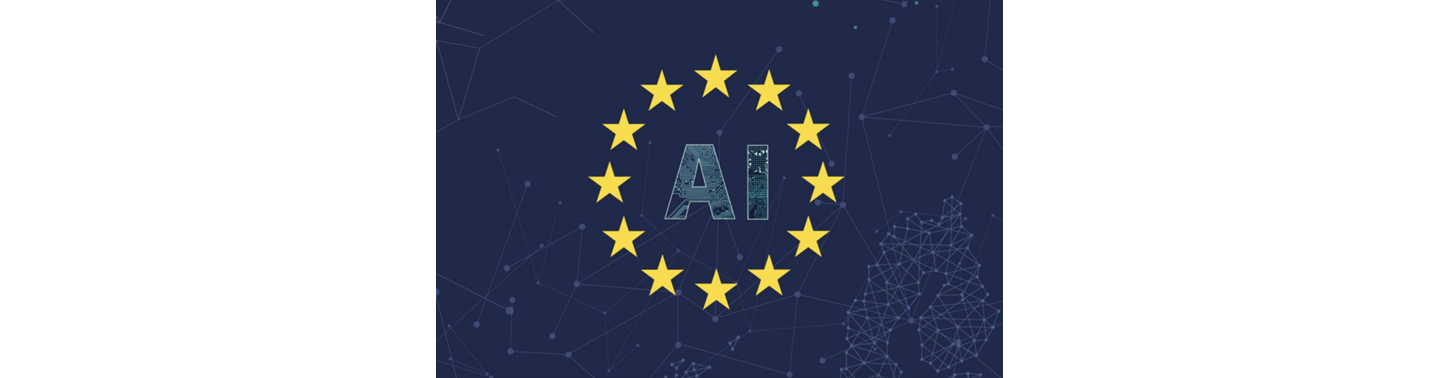 The acronym AI encircled by the stars of the European Union flag