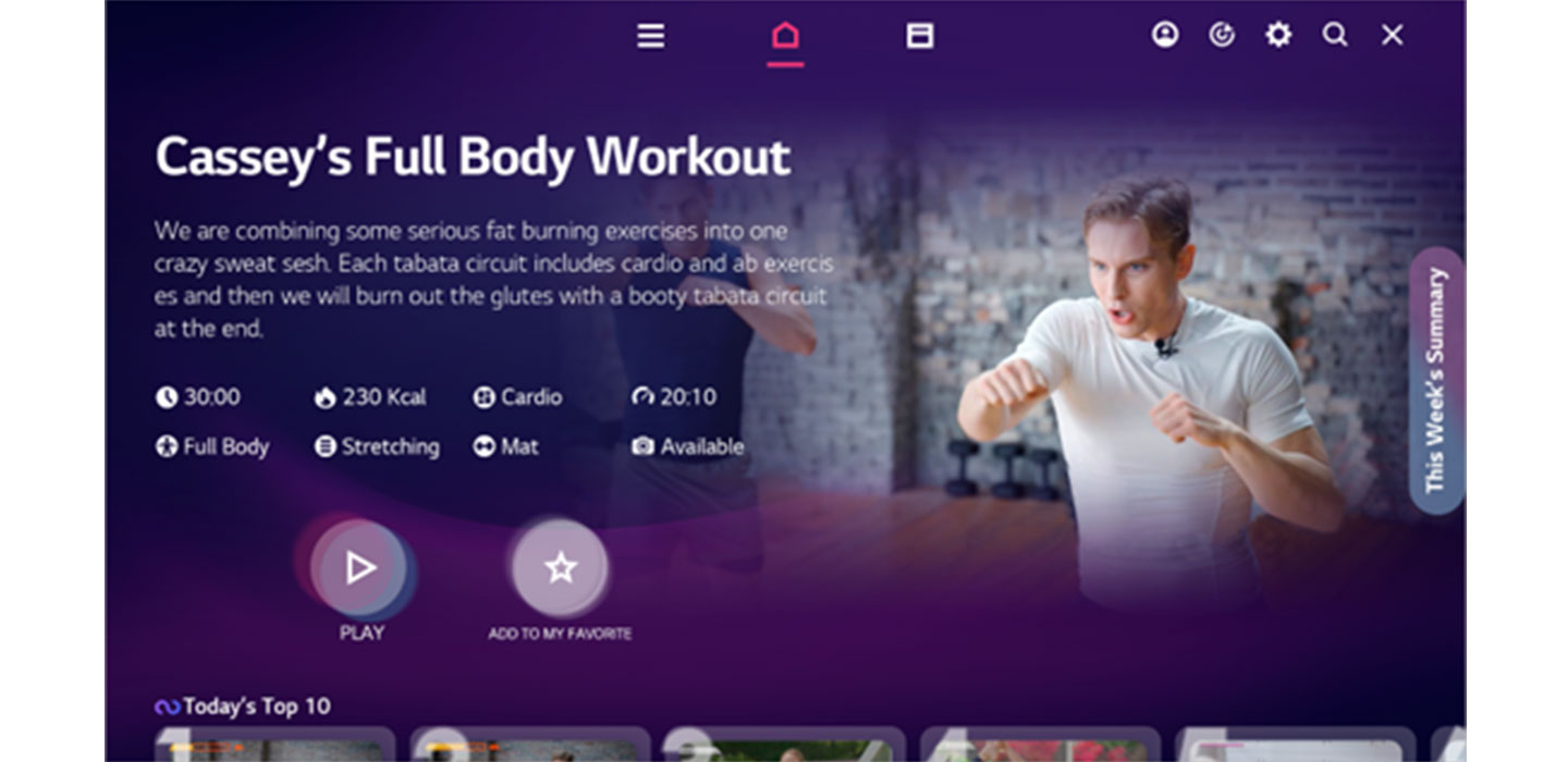 LG Smart TVs with webOS provides a wide range of workouts to help users achieve overall well-being
