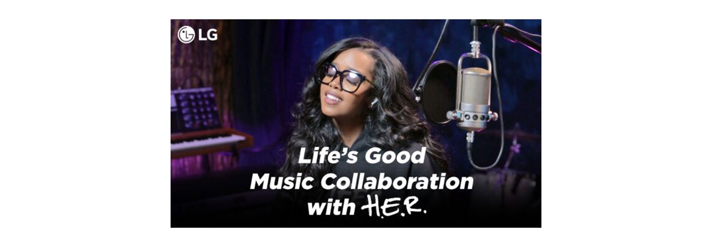 Grammy Award-winning artist H.E.R. singing in the studio for LG's Life’s Good Music Project