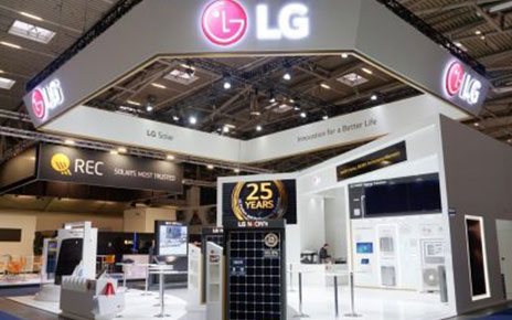 An outside view of LG’s booth at Intersolar Europe 2019