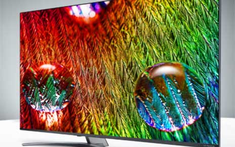 LG’s 75-inch NanoCell 8K television seen from at a 15-degree angle