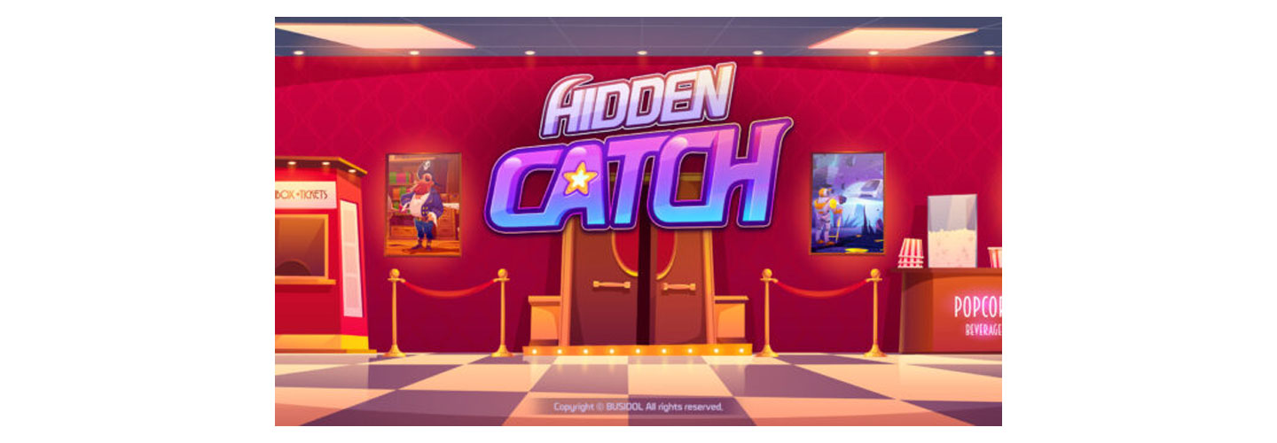 The main screen of the game Hidden Catch with a cover displaying the interior of a bright movie theater with red walls.