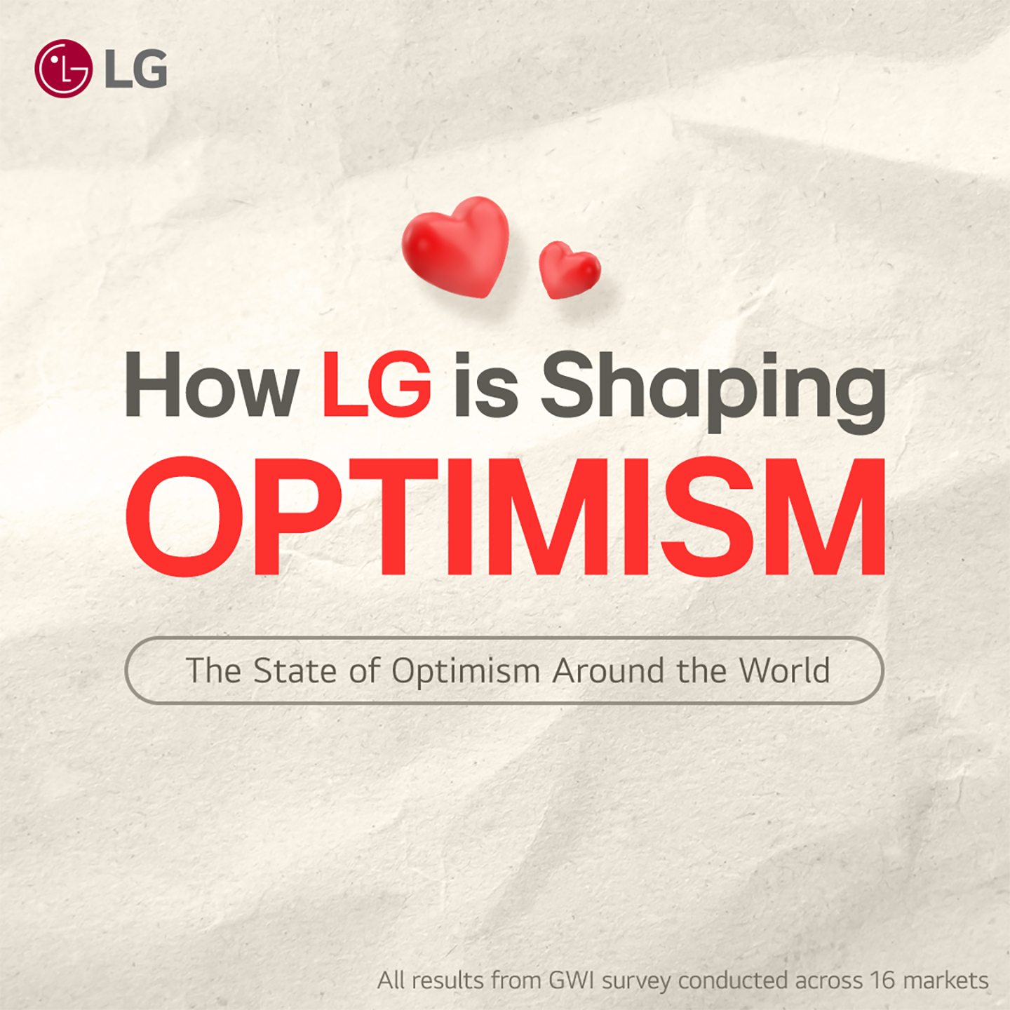 An illustration with 'How LG is Shaping OPTIMISM' written on it
