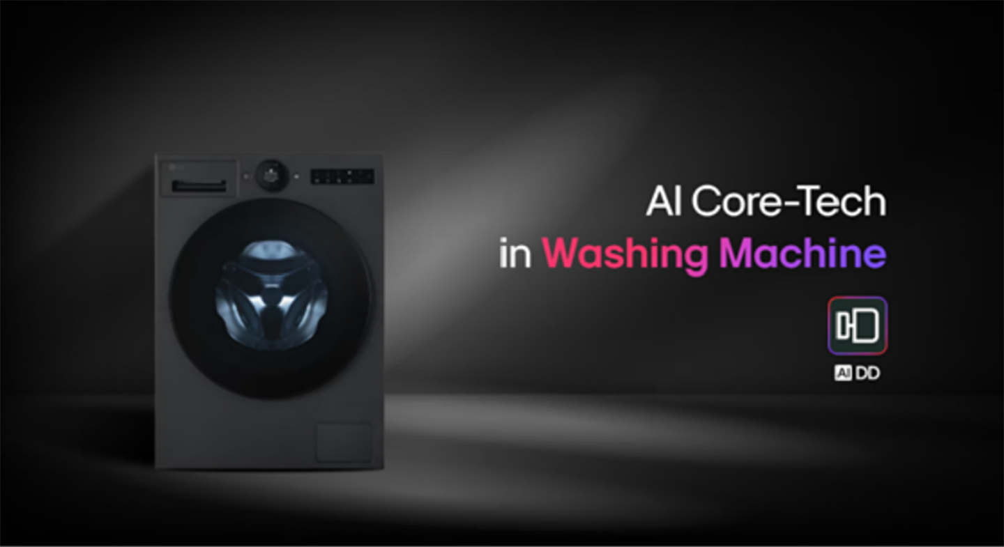 A product image of AI DD™, LG washing machine with AI Core-Tech 