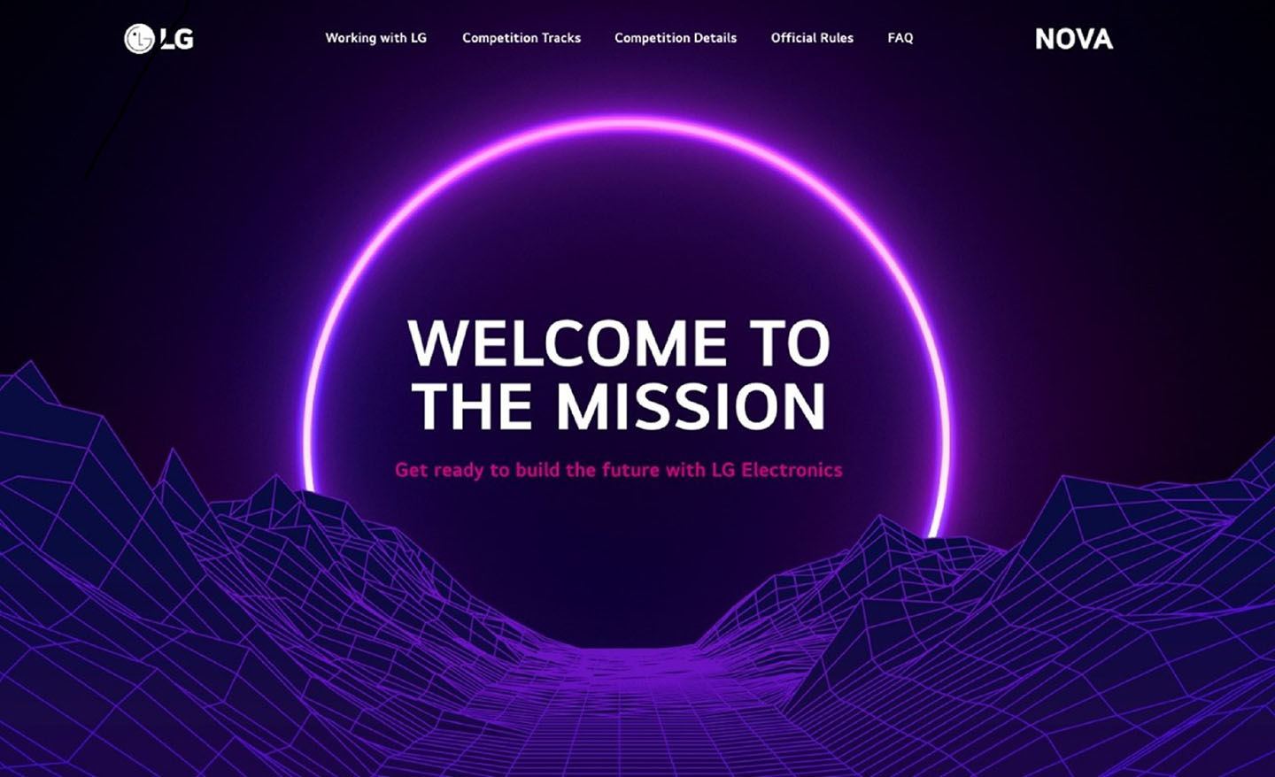 An illustration of LG NOVA and the words 'WELCOME TO THE MISSION'