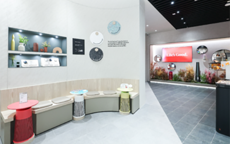 A photo of the Life's Good Experience Zone with products around