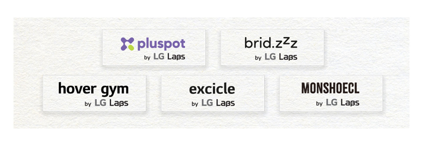 The logo of five CICs: pluspot, brid.zzz, hover gym, excicle and Monshoecl