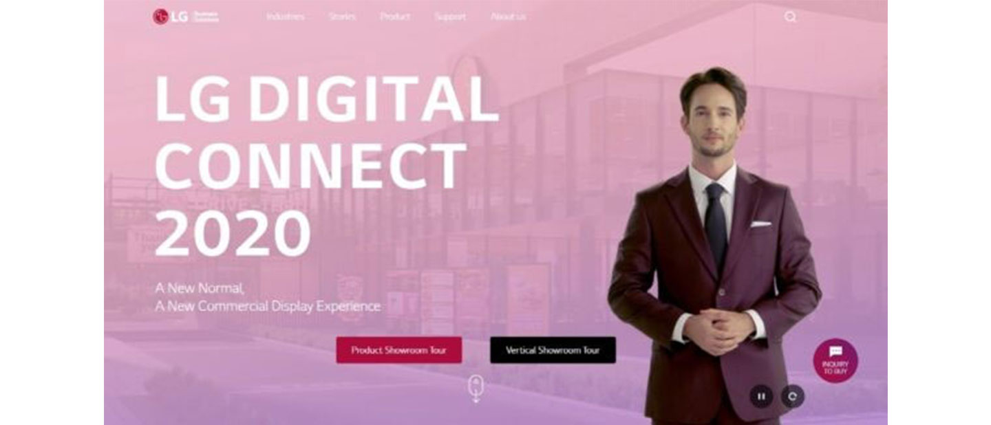 The home page of the LG Digital Connect 2020 Virtual Showroom’s online gateway