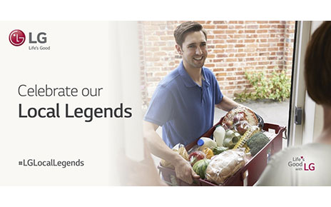 A man carries groceries into someone’s house with the tagline, 