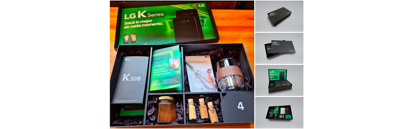 The K Series box containing the new K50S smartphone with additional treats and information, which was given to some of Argentina’s biggest content creators