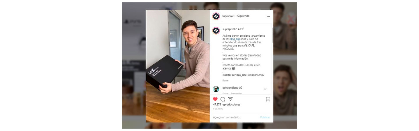 Tech content creator Suprapixel’s Instagram post showing off the LG K Series box he just received in the mail