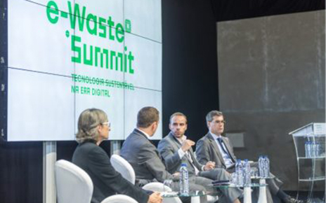 An image of the panel discussion at the e-Waste Summit: Sustainable Technology in the Digital Age