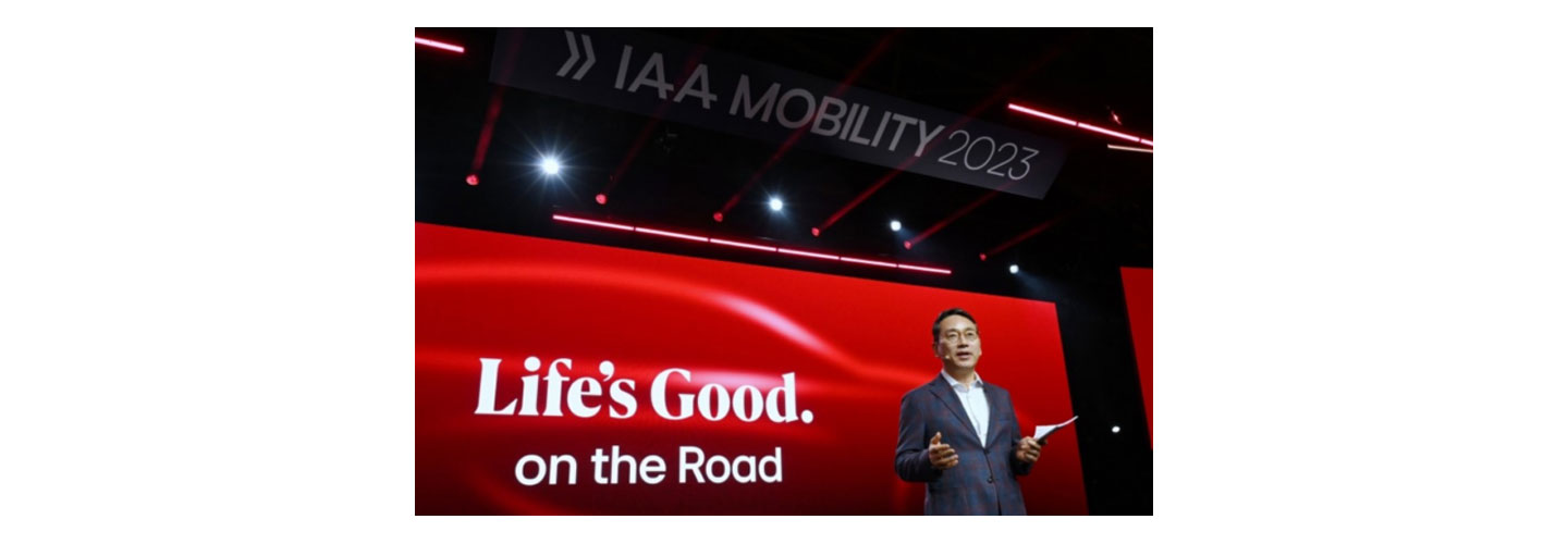 LG CEO William Cho giving a speech at LG's Press Conference at IAA 2023