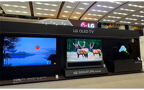 The world’s largest OLED TV on display with the new LG SIGNATURE OLED 8K and LG OLED 8K TVs at the 2023 TV showcase event.