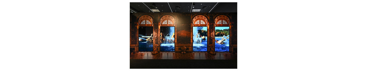 The water fountain at Versailles displayed on LG OLED screens at the French May Arts Festival