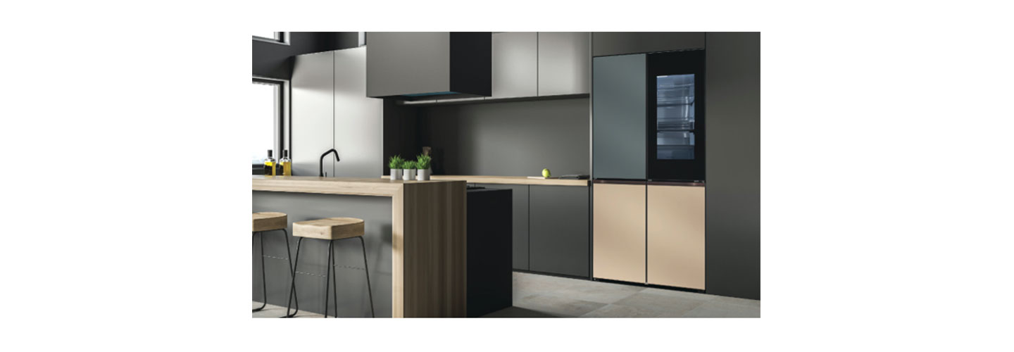 A photo of LG's Furniture Concept Appliances giving a modern and luxurious look to a kitchen.