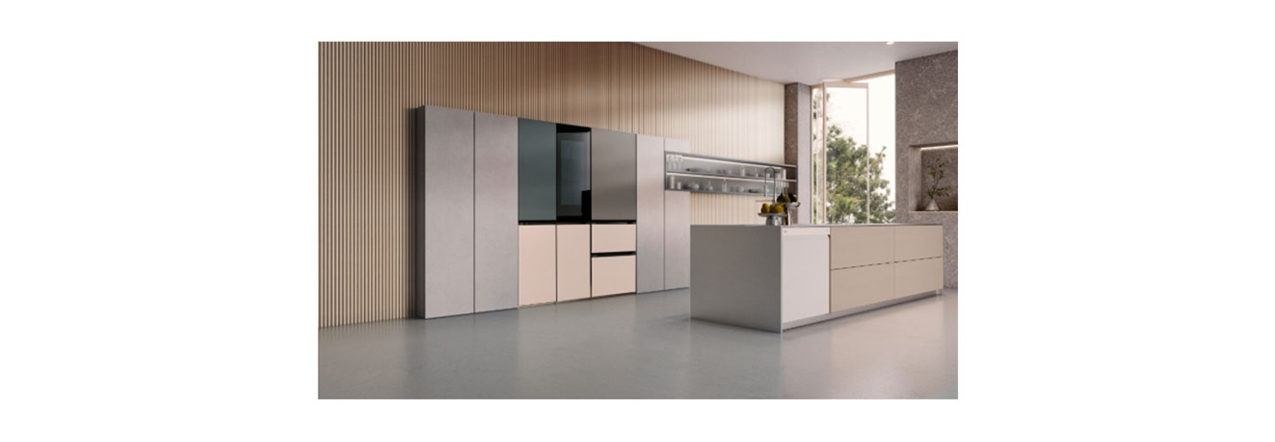 A photo of an expansive kitchen boating luxurious LG Furniture Concept Appliances to enhance the atmosphere of the modern space.