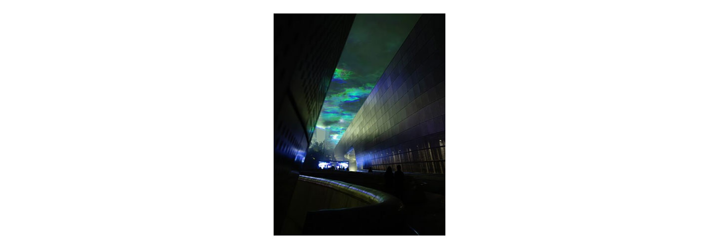 An art installation at Dongdaemun Design Plaza which beautifully recreates the aurora borealis in Seoul