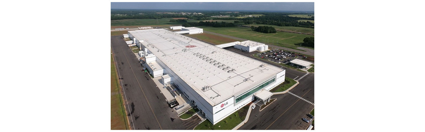 An overlooking view of LG’s USD 360 million washing machine factory located in the U.S.
