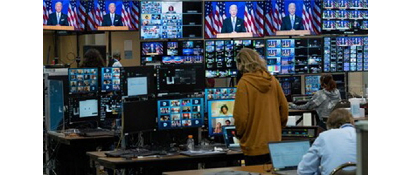 People preparing for the 2020 U.S. Political Conventions with many of LG’s wide-ranging 4K Ultra displays being used