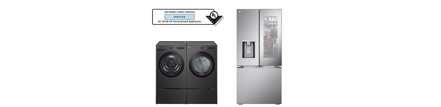 LG’s software update process of its ThinQ UP 27-inch washer, dryer and InstaView fridge received Software Update Process Verification from UL Solutions