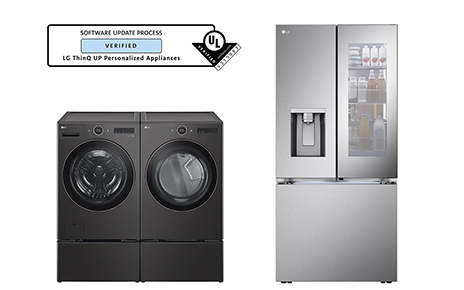 LG’s software update process of its ThinQ UP 27-inch washer, dryer and InstaView fridge received Software Update Process Verification from UL Solutions