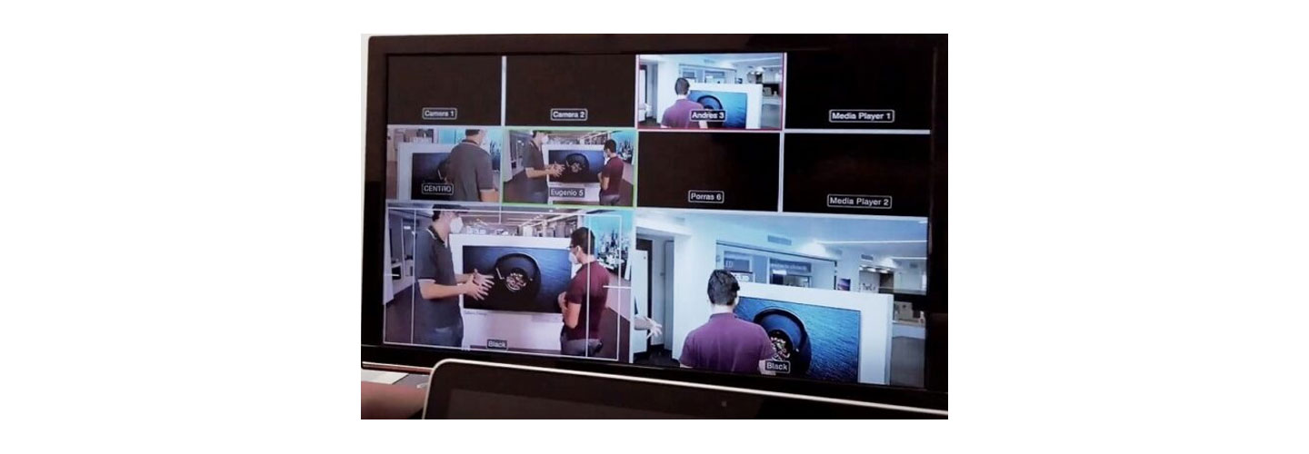  One of LG’s OLED TVs shown at different angles via Zoom during the launch event
