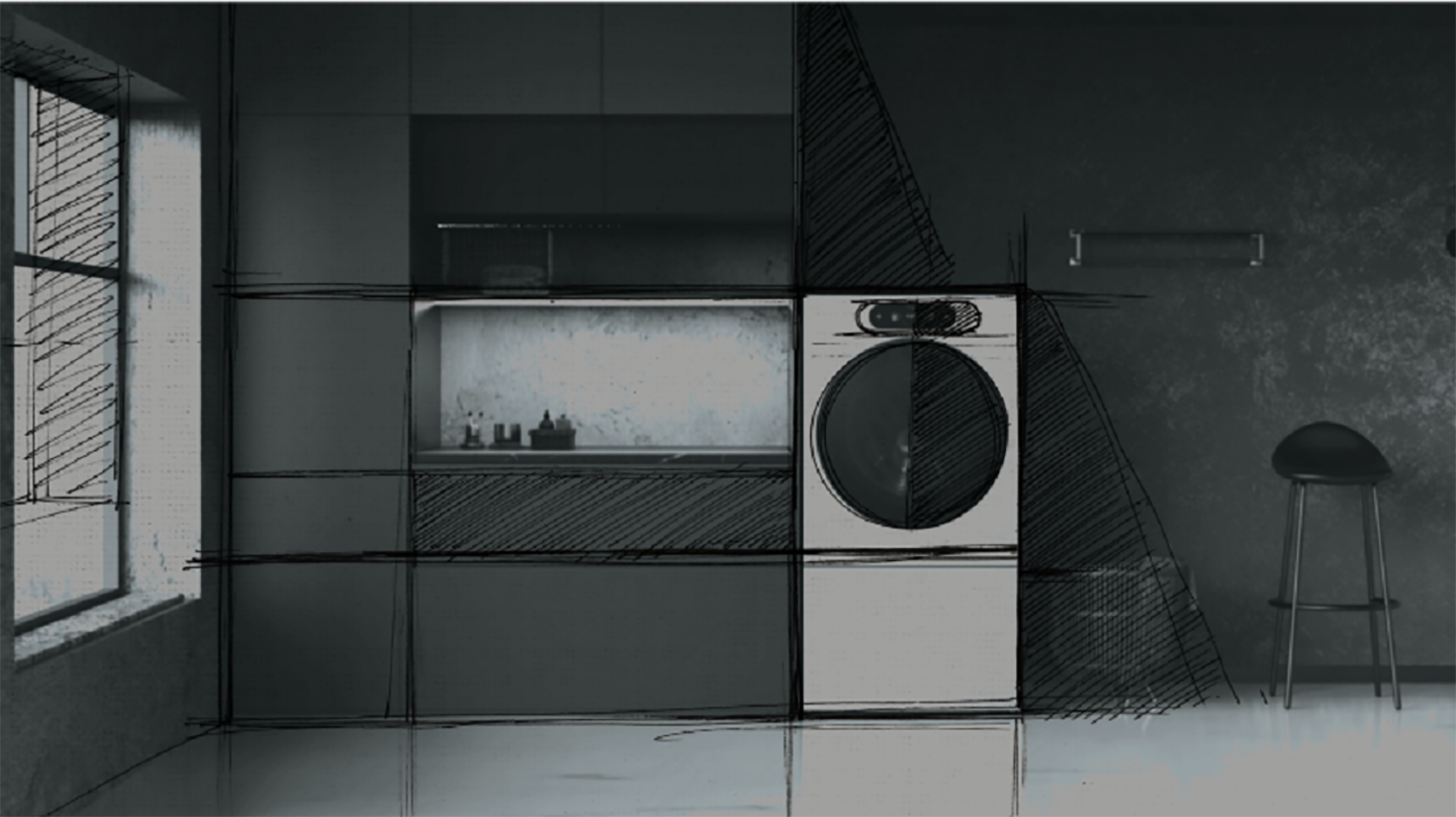 A illustrative sketch of an area with the LG washing machine