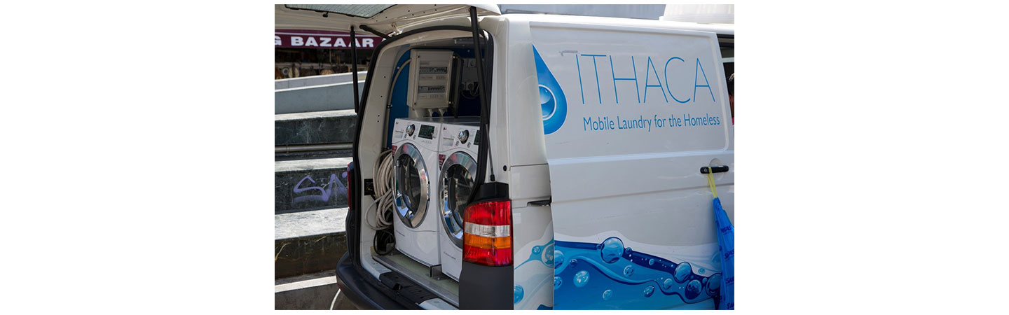 Ithaca's van contains two washing machines and dryers donated by LG, where the homeless can visit and have their laundry done fast.