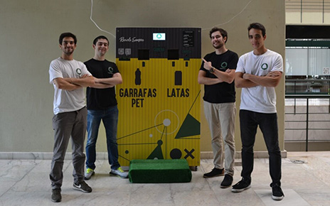 Four members of the Trash4Goods team that took first place in the e-Waste Open Innovation Challenge