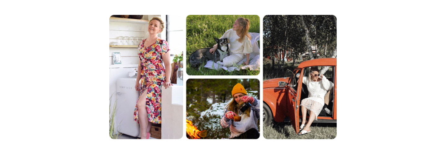 Four photographs of four different women with their own unique fashion senses posing for the camera