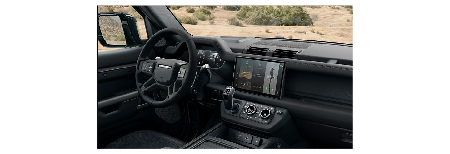 The inside of a Land Rover vehicle