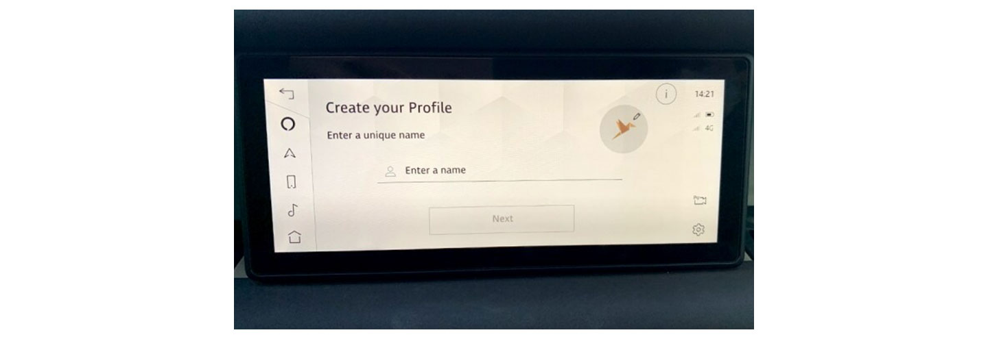 Land Rover Defender’s AVN UI for creating user profiles