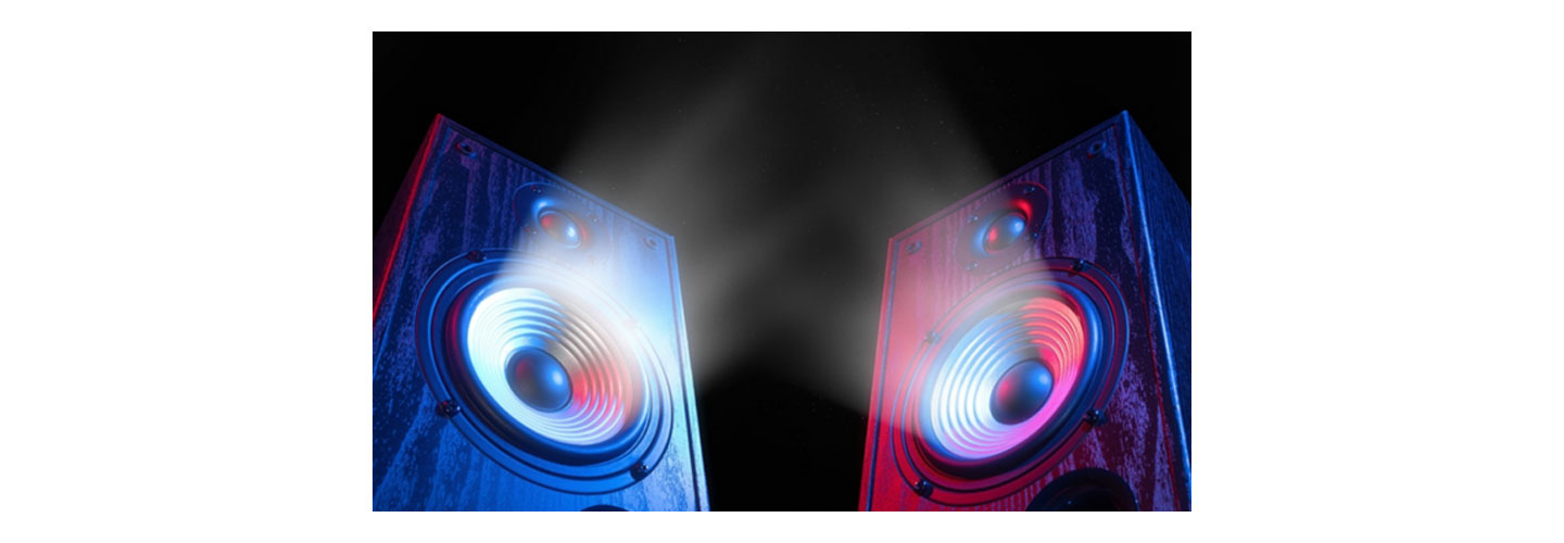 An image of two speakers