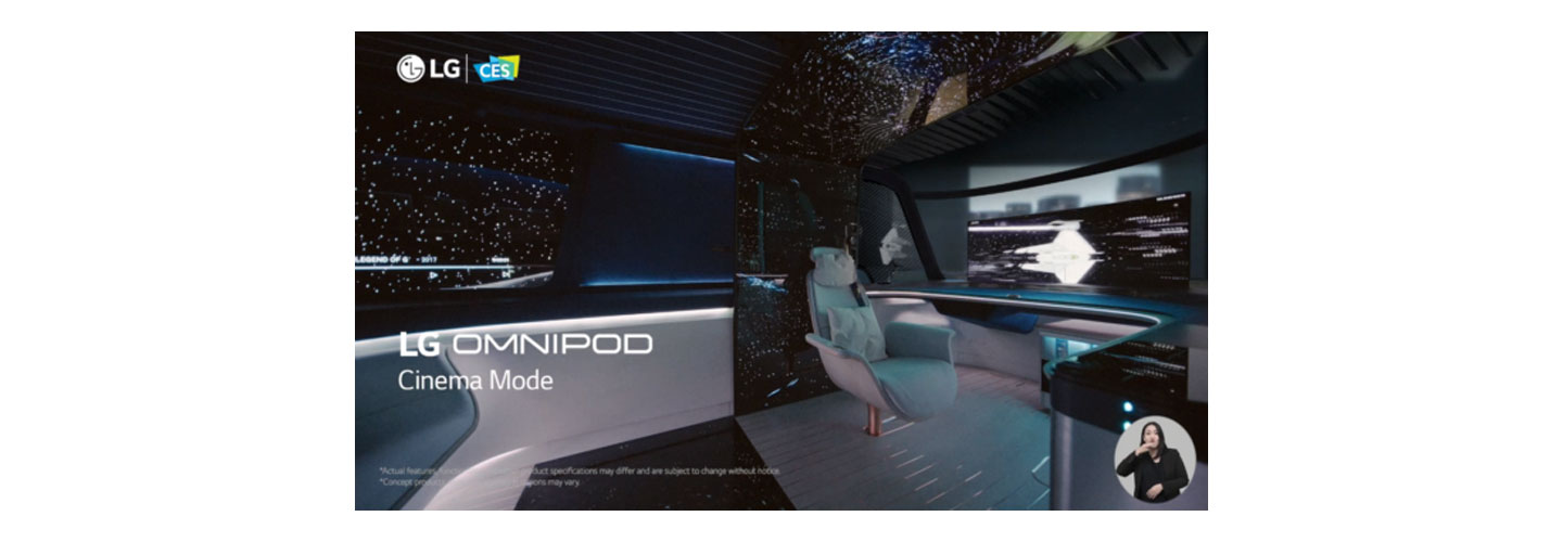 A photo of LG Omnipod in a cinema mode that provides immersive view of universe with expansive display