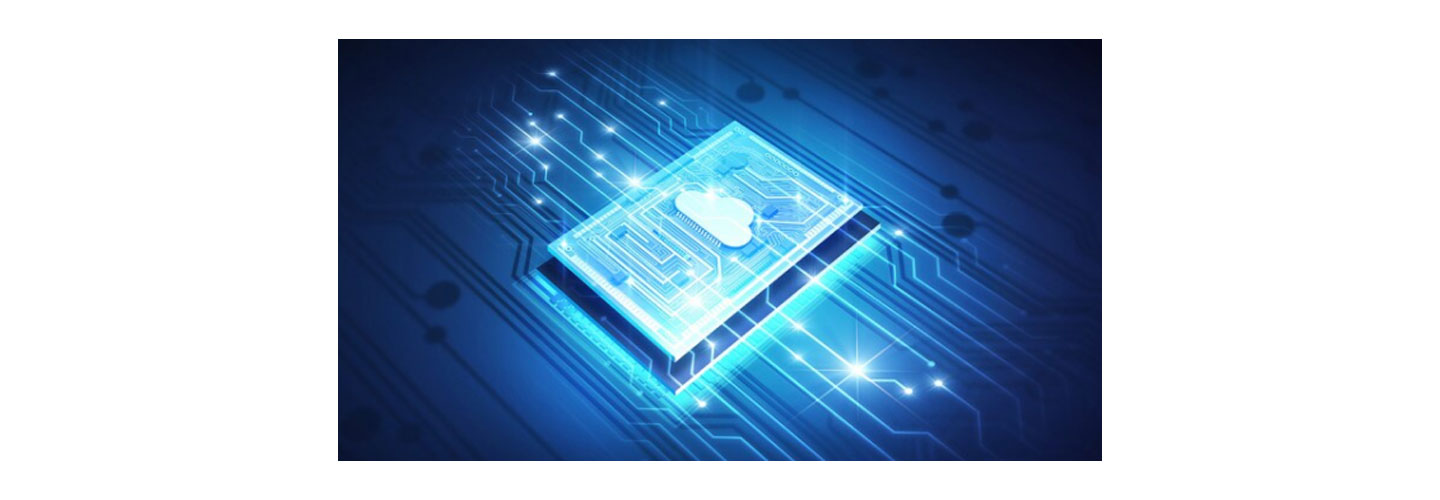 An illustration of a chip that has a shape of cloud engraved on it
